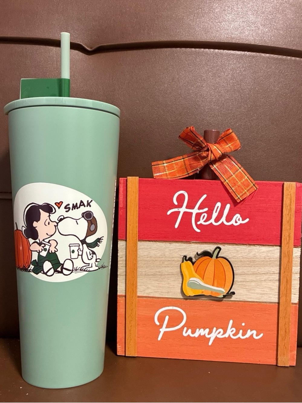 Starbuck-Snoopy Mint Green Snoopy Travel Tumbler with Straw